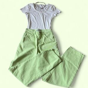 Zara Light Green Straight Leg Jeans